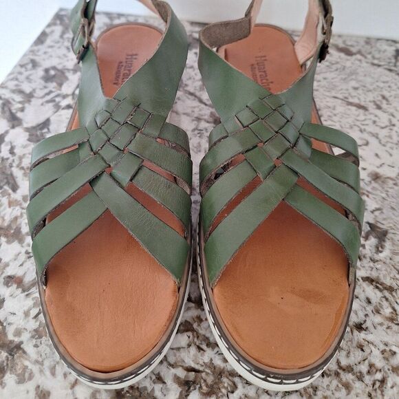 Bearpaw Huaraches Women's Leather Sandals, in green, Size 11 - Picture 1 of 9